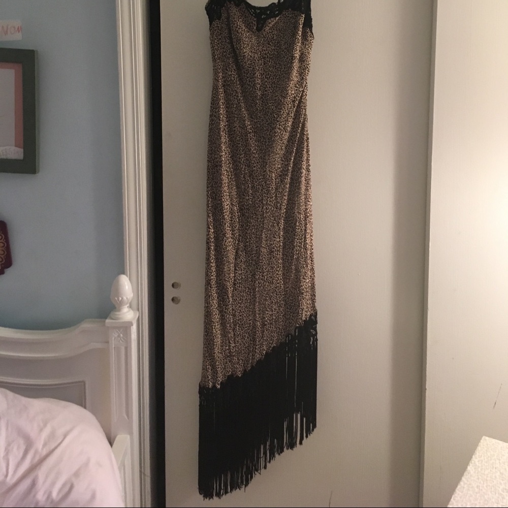 Leopard dress with fringe